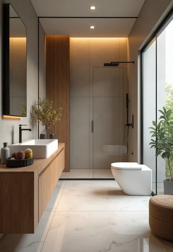 28 Bathroom Ideas With Tub For Relaxing Evenings - 18. Mixed Materials