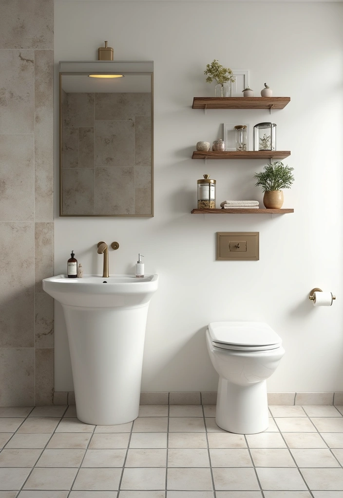 28 Bathroom Ideas With Tub For Relaxing Evenings - 19. Floating Shelves for Storage