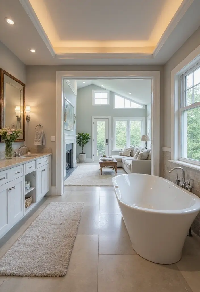 28 Bathroom Ideas With Tub For Relaxing Evenings - 22. Open Concept Bathrooms