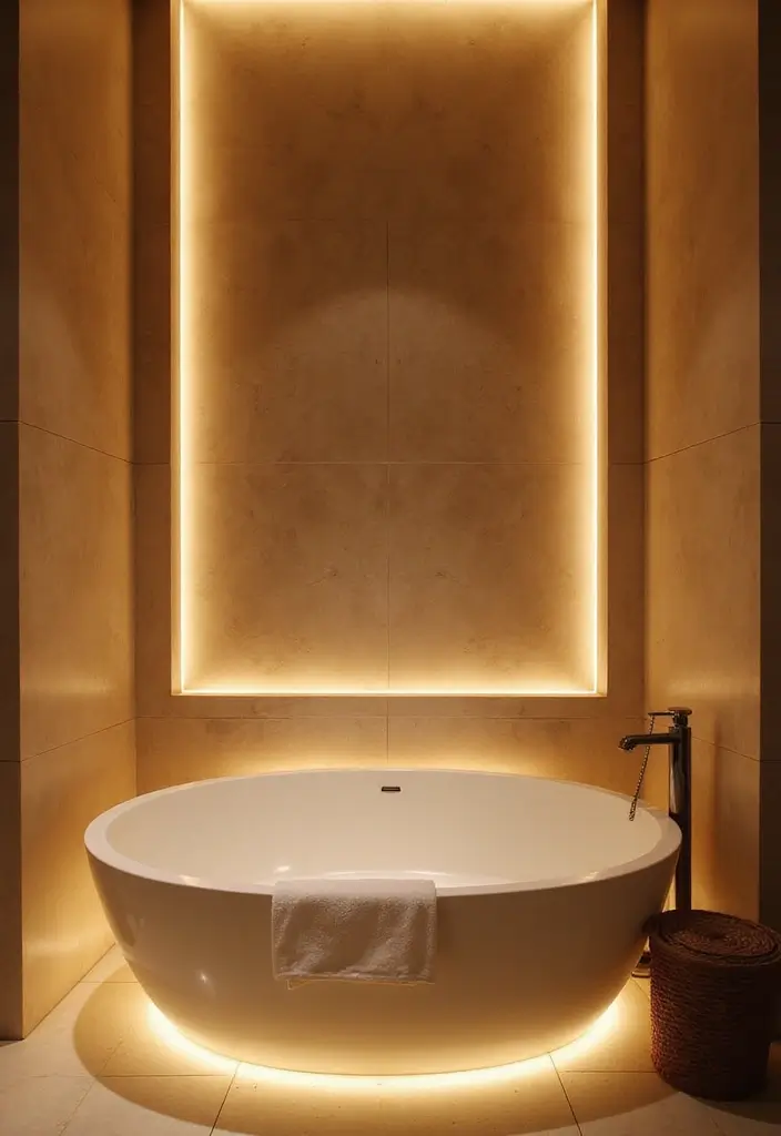 28 Bathroom Ideas With Tub For Relaxing Evenings - 23. Accent Lighting Around the Tub
