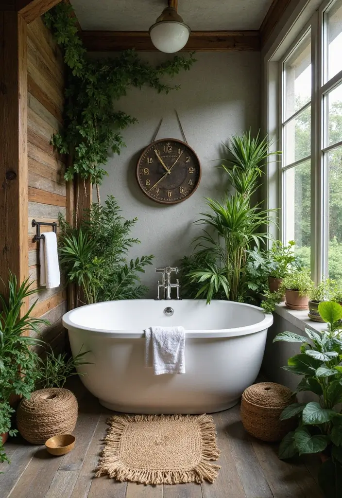 28 Bathroom Ideas With Tub For Relaxing Evenings - 25. Nature-Inspired Decor