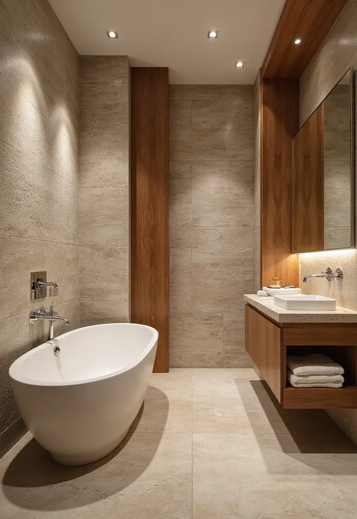 28 Bathroom Ideas With Tub For Relaxing Evenings - 6. Textured Walls