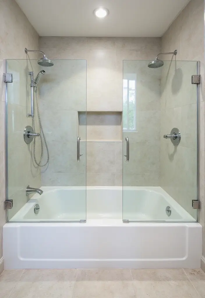 28 Bathroom Ideas With Tub For Relaxing Evenings - 7. Integrated Tub and Shower