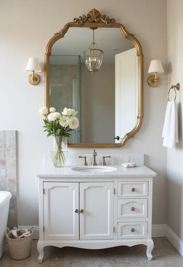 28 Beige And Gold Bathroom Ideas That Feel Chic - 11. Decorative Mirrors