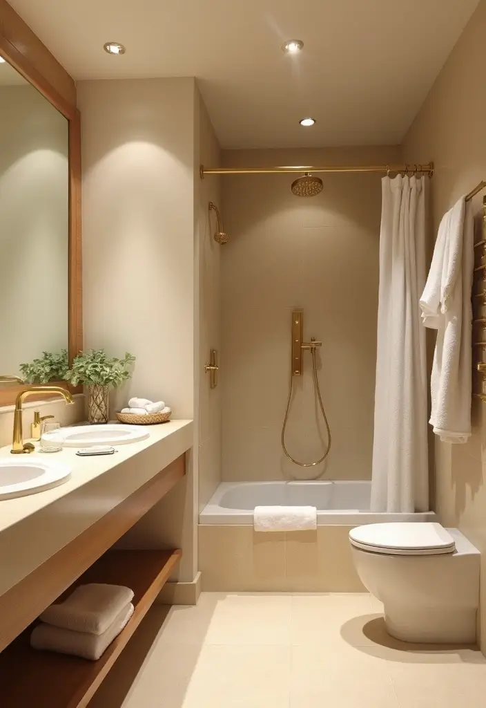 28 Beige And Gold Bathroom Ideas That Feel Chic - 15. Spa-Inspired Elements