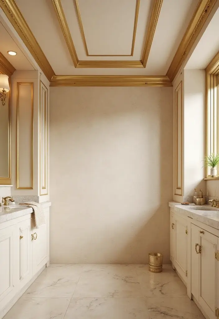 28 Beige And Gold Bathroom Ideas That Feel Chic - 27. Chic Ceiling Designs