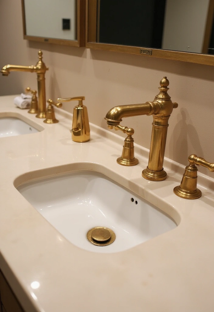 28 Beige And Gold Bathroom Ideas That Feel Chic - 3. Luxurious Gold Fixtures