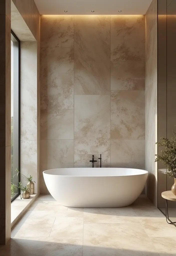 28 Eco-Friendly Bathroom Tile Ideas For Shower Tub Surrounds And Half Walls - 6. Natural Stone Tiles for Timeless Elegance