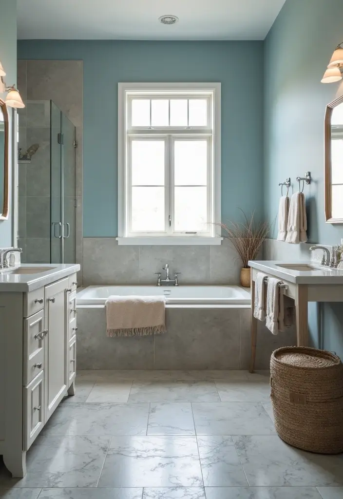 28 Grey And Blue Bathroom Ideas Colour Schemes For Master Baths - 1. Soothing Ocean Waves
