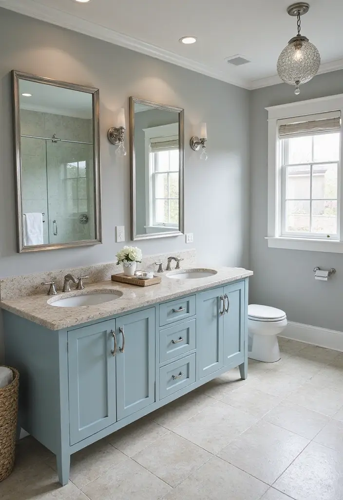 28 Grey And Blue Bathroom Ideas Colour Schemes For Master Baths - 14. Cool Coastal Grays
