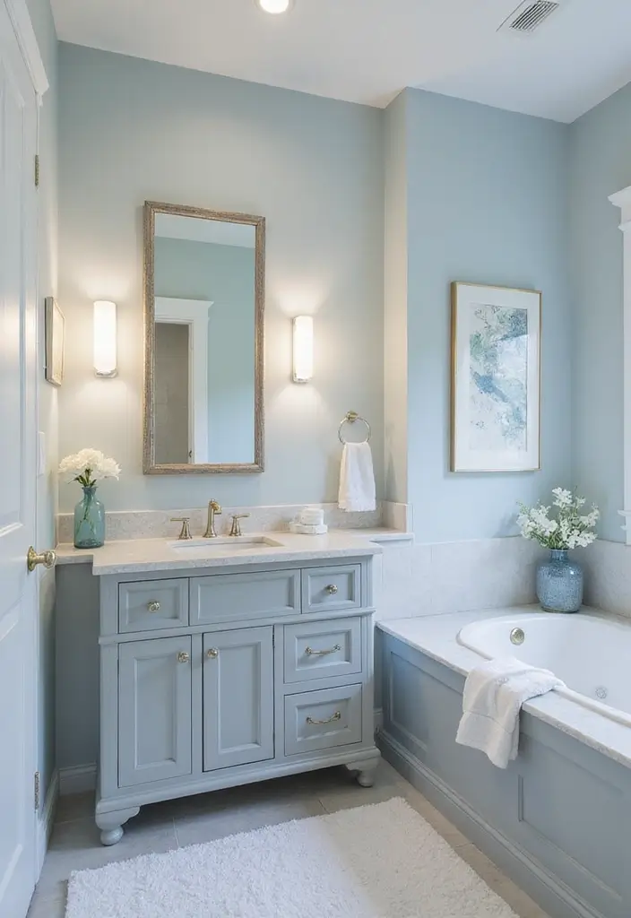 28 Grey And Blue Bathroom Ideas Colour Schemes For Master Baths - 16. Understated Elegance