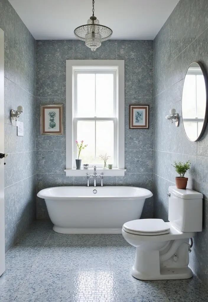 28 Grey And Blue Bathroom Ideas Colour Schemes For Master Baths - 17. Vintage Tile Revival