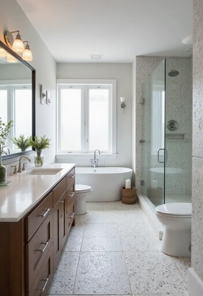 28 Grey And Blue Bathroom Ideas Colour Schemes For Master Baths - 21. Chic Tiles and Grout