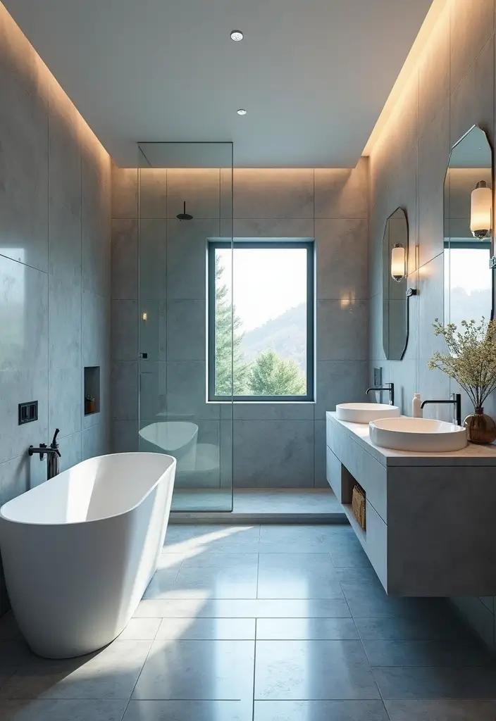 28 Grey And Blue Bathroom Ideas Colour Schemes For Master Baths - 24. Open Concept Bliss
