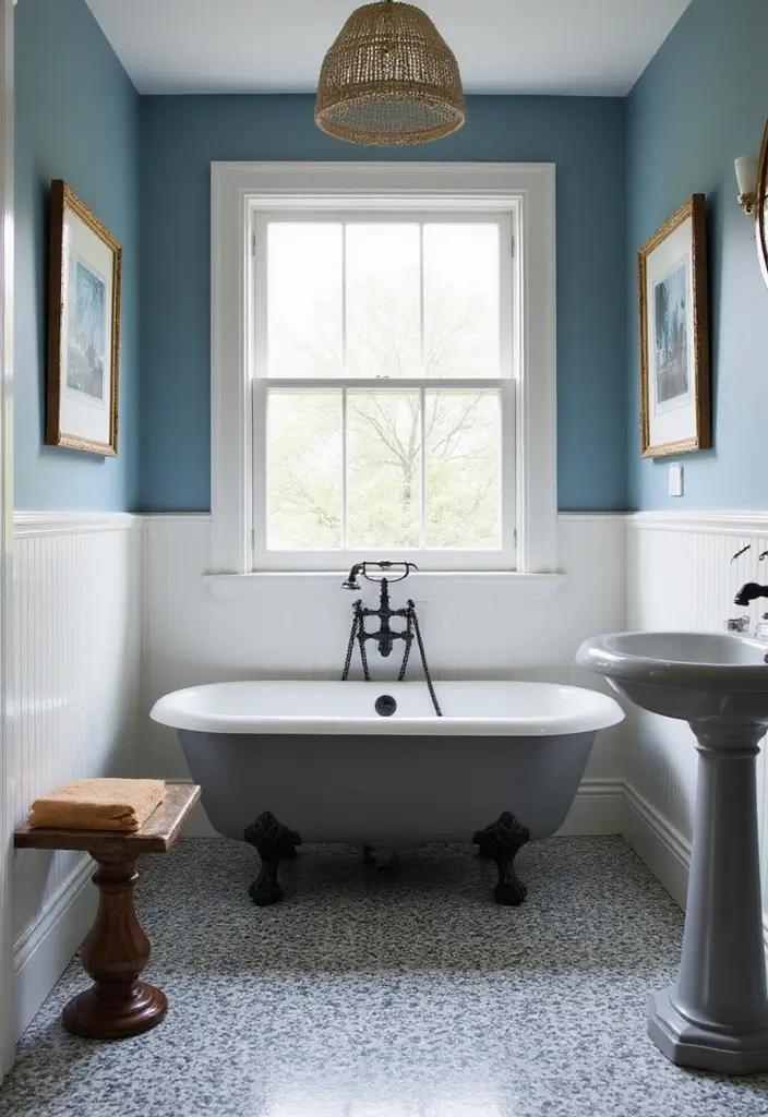 28 Grey And Blue Bathroom Ideas Colour Schemes For Master Baths - 7. Vintage Coastal Charm