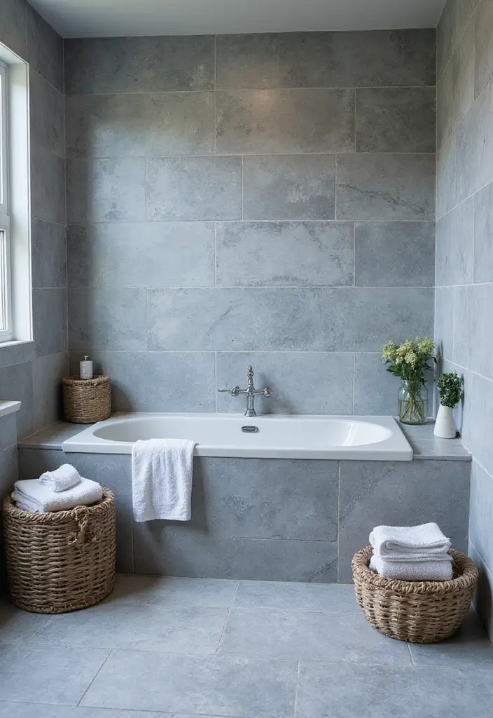 28 Grey And Blue Bathroom Ideas Colour Schemes For Master Baths - 8. Textured Elegance