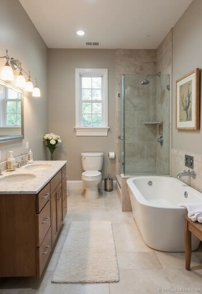 28 His And Her Bathroom Ideas That Balance Style - 14. Multi-Functional Spaces