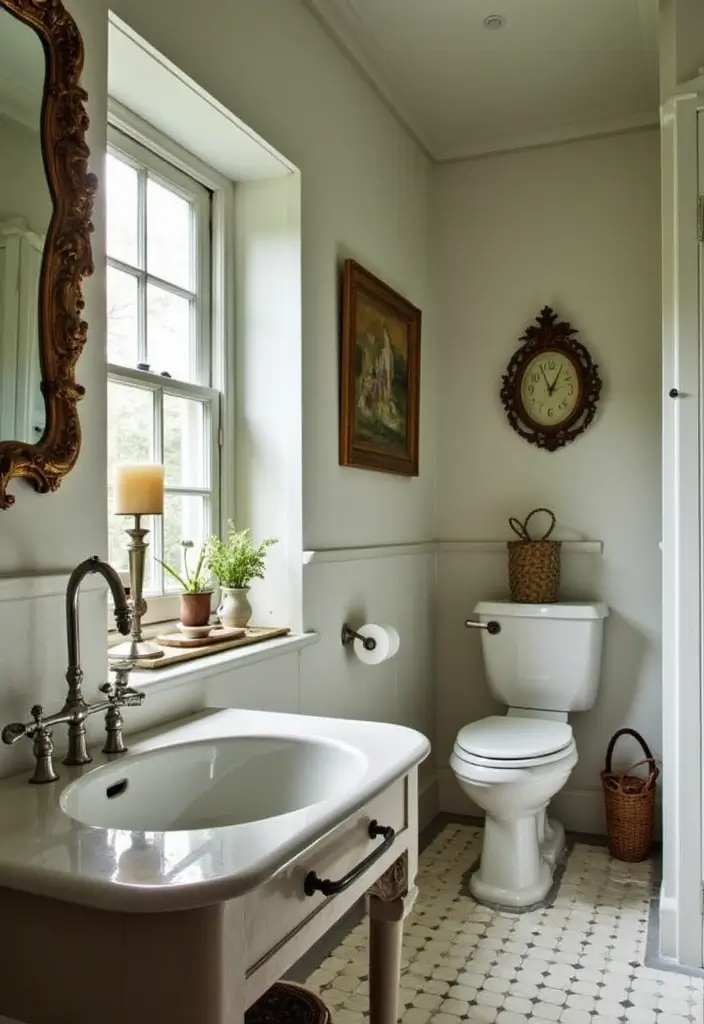 28 His And Her Bathroom Ideas That Balance Style - 19. Vintage Touches