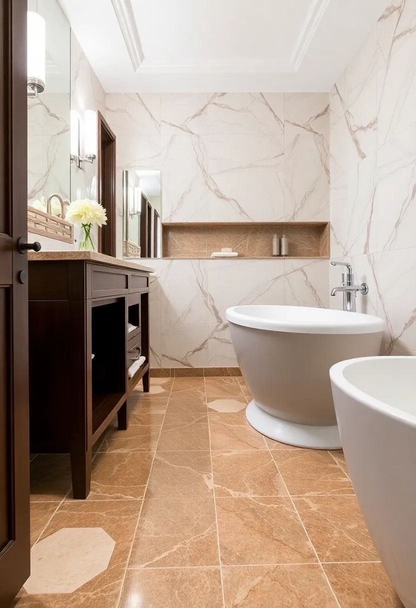 28 His And Her Bathroom Ideas That Balance Style - 25. Elegant Floor Designs