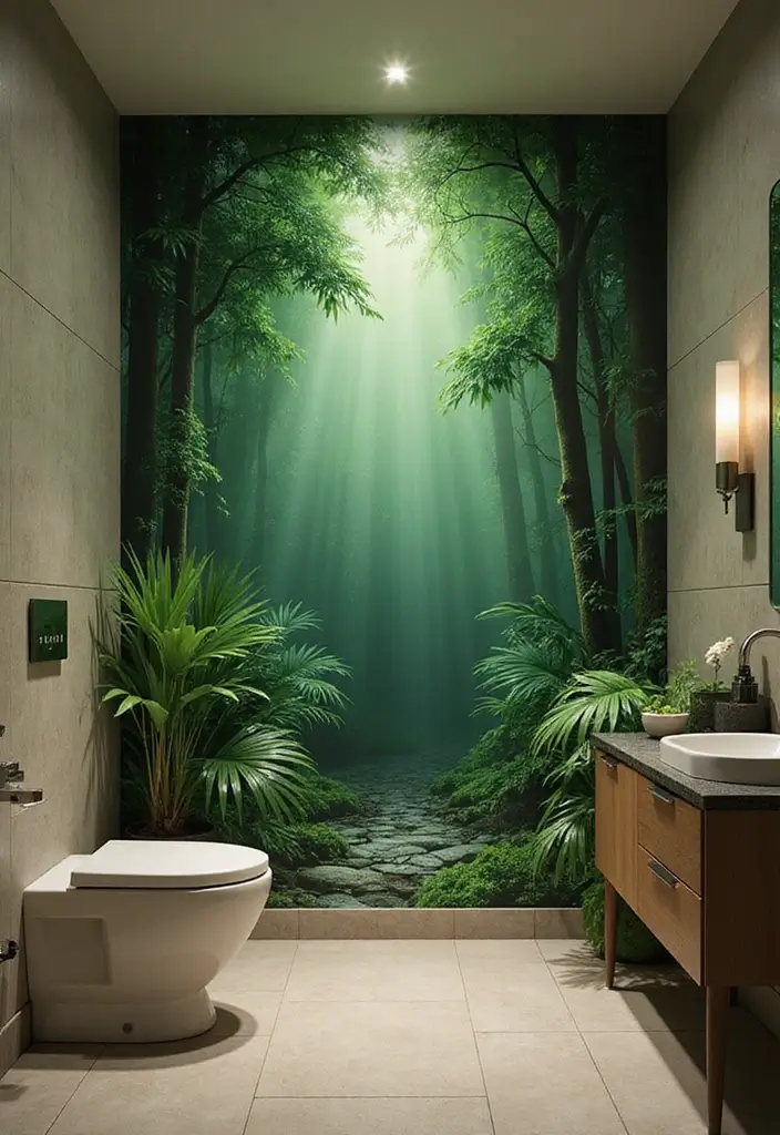 28 Jungle Bathroom Ideas That Feel Lush - 1. Lush Green Wall Murals