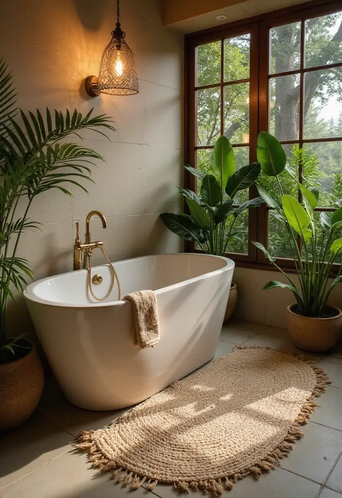 28 Jungle Bathroom Ideas That Feel Lush - 10. Textured Bath Mats
