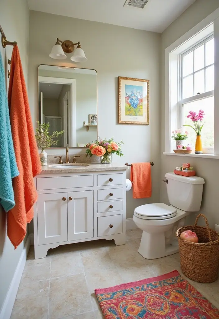 28 Jungle Bathroom Ideas That Feel Lush - 11. Colorful Accessories