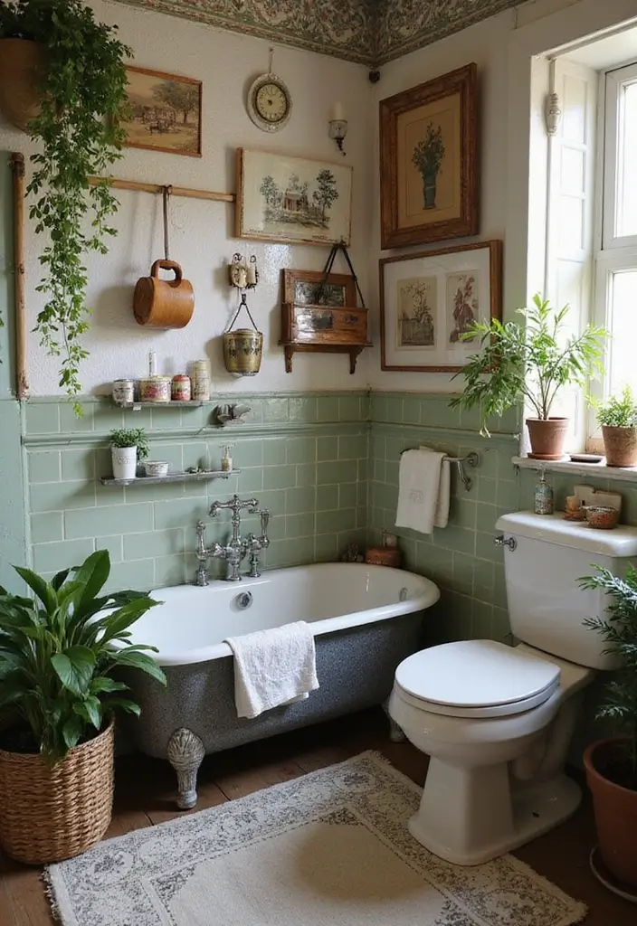 28 Jungle Bathroom Ideas That Feel Lush - 12. Vintage Finds