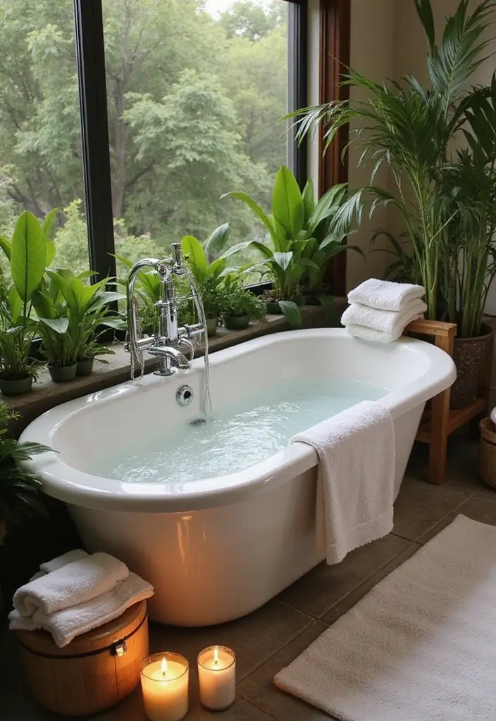 28 Jungle Bathroom Ideas That Feel Lush - 13. Relaxing Bathtub Oasis
