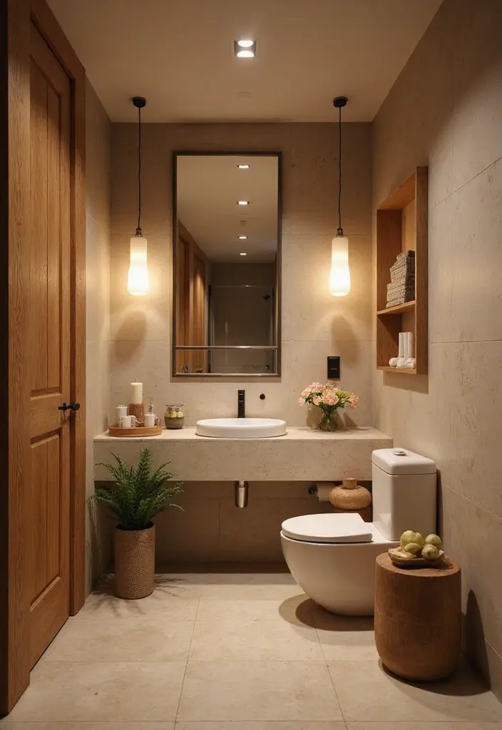 28 Jungle Bathroom Ideas That Feel Lush - 14. Statement Lighting