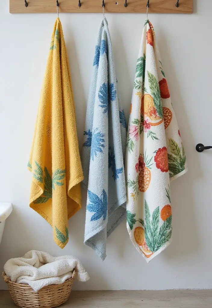 28 Jungle Bathroom Ideas That Feel Lush - 15. Nature-Themed Towels