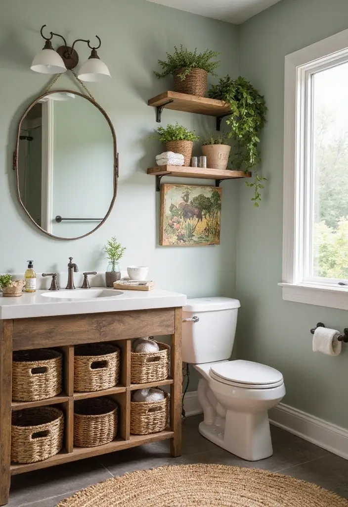 28 Jungle Bathroom Ideas That Feel Lush - 20. Creative Storage Solutions