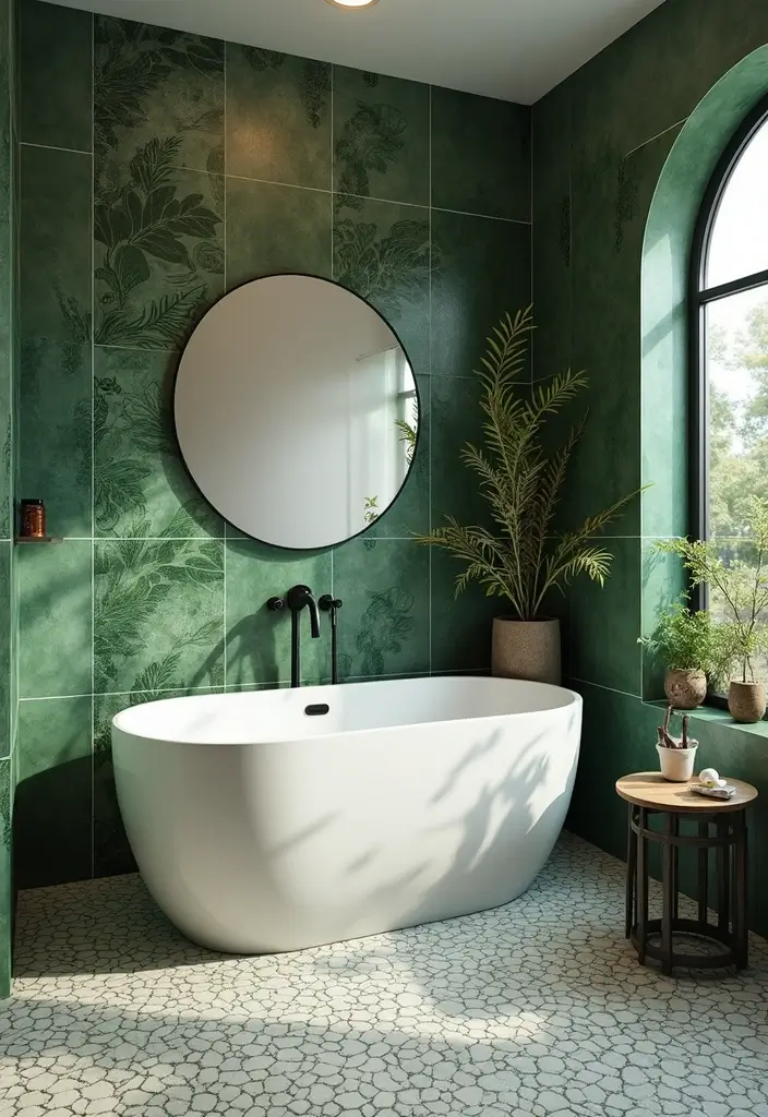 28 Jungle Bathroom Ideas That Feel Lush - 6. Tiled Jungle Floors