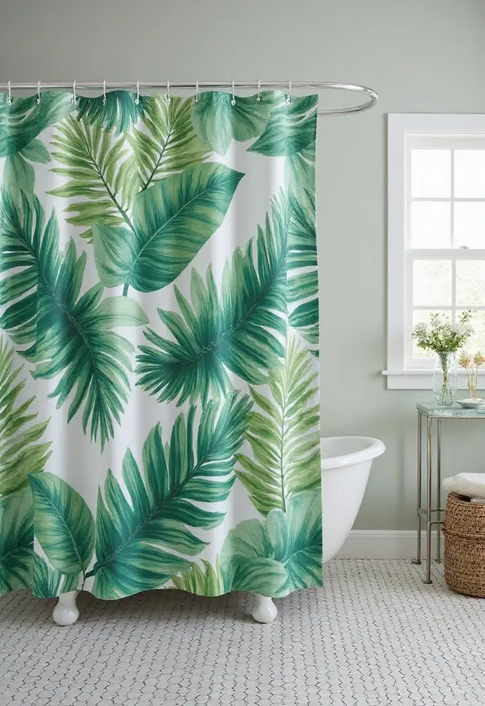 28 Jungle Bathroom Ideas That Feel Lush - 8. Tropical Shower Curtains