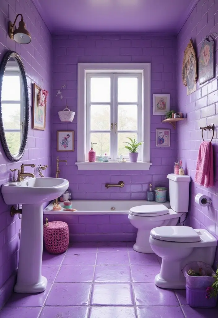 28 Kids Bathroom Paint Colors That Feel Cheerful - 10. Vibrant Purple