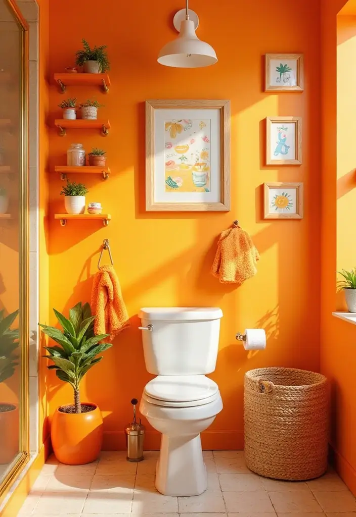 28 Kids Bathroom Paint Colors That Feel Cheerful - 23. Sunny Orange