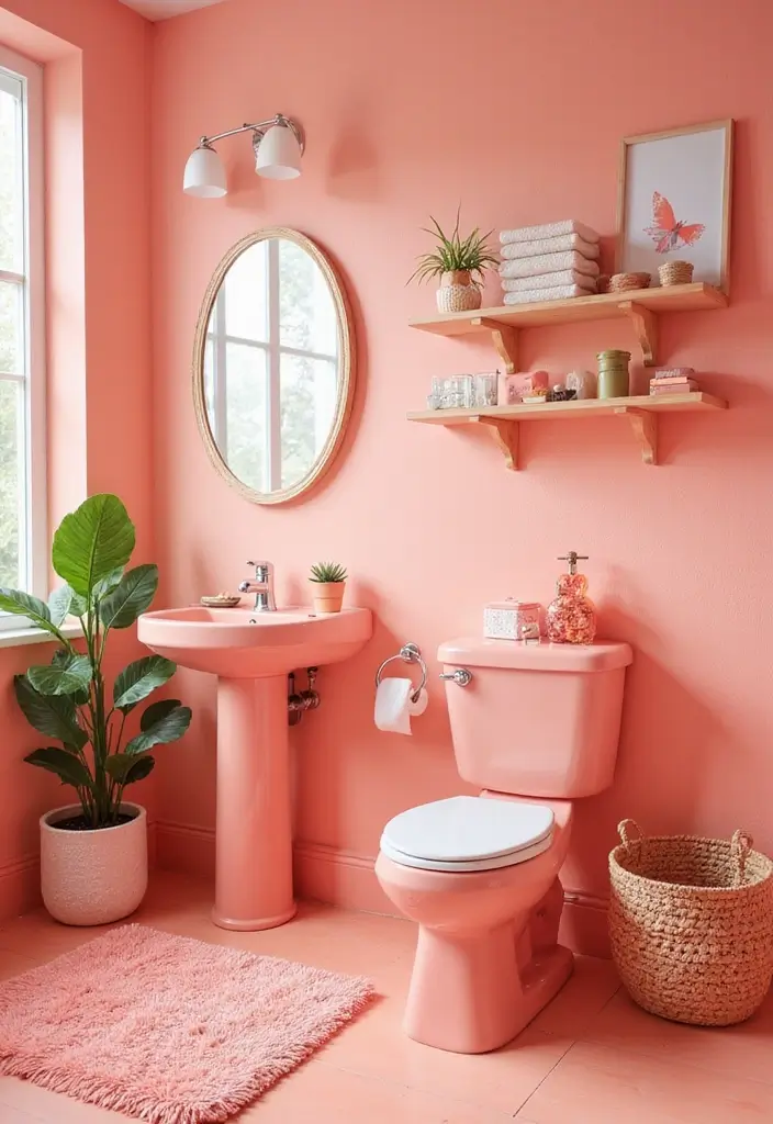 28 Kids Bathroom Paint Colors That Feel Cheerful - 4. Coral Pink