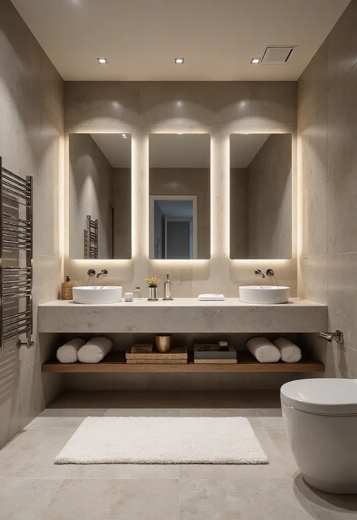 28 Modern Hamptons Bathroom Designs With Coastal Touch - 17. Integrated Technology