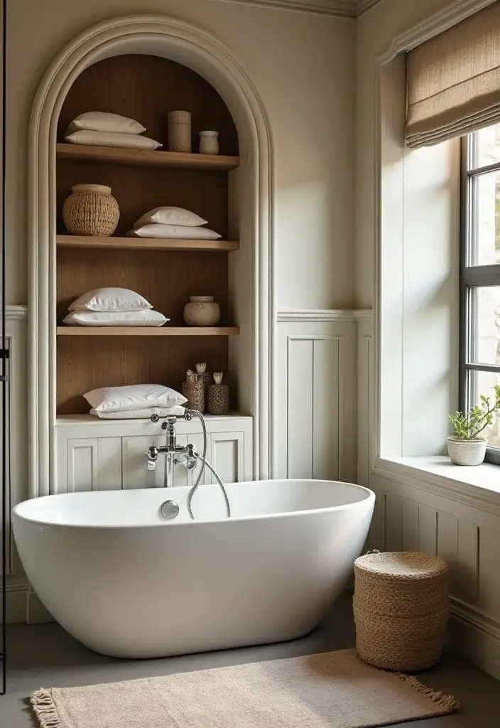 28 Modern Hamptons Bathroom Designs With Coastal Touch - 22. Bathing Nooks