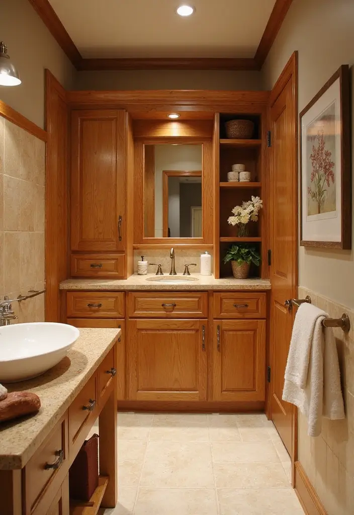 28 Modern Hamptons Bathroom Designs With Coastal Touch - 25. Warm Wood Accents