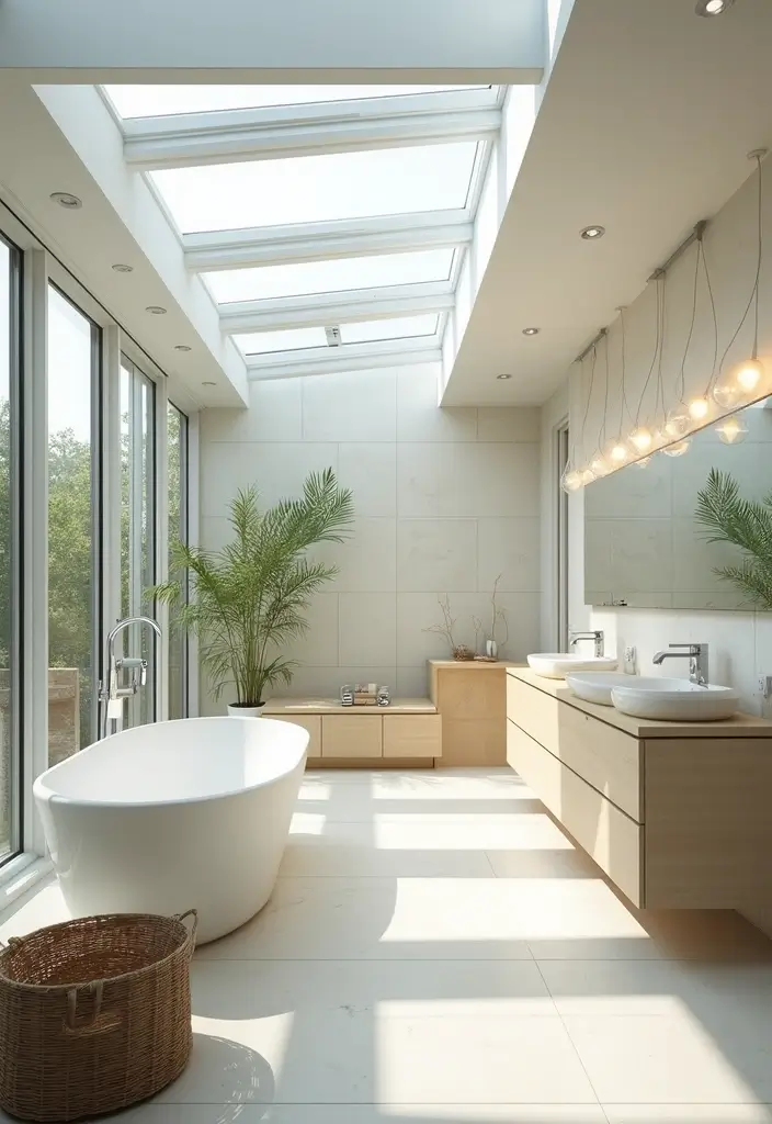 28 Modern Hamptons Bathroom Designs With Coastal Touch - 9. Bright Natural Lighting