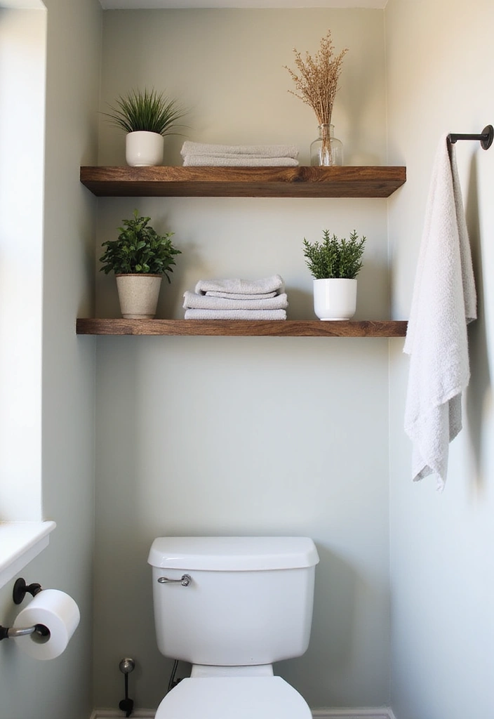 28 Simple Small Bathroom Ideas That Save Space - 1. Floating Shelves for Easy Storage