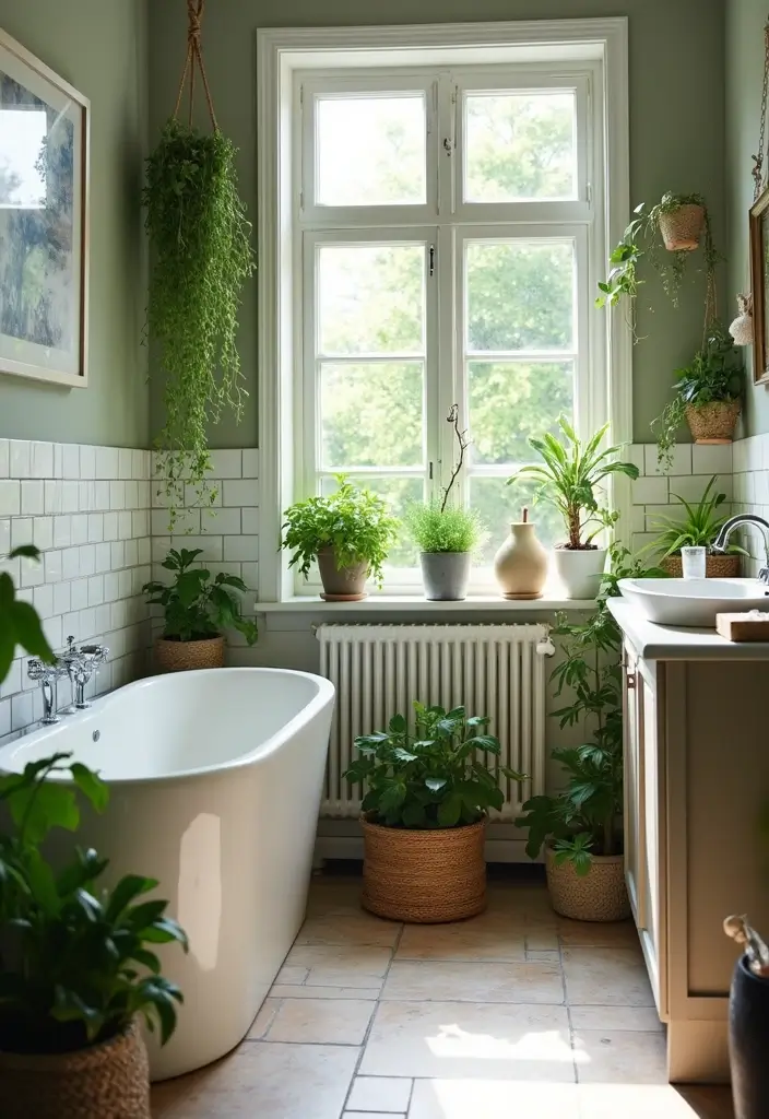 28 Simple Small Bathroom Ideas That Save Space - 18. Plant Integration