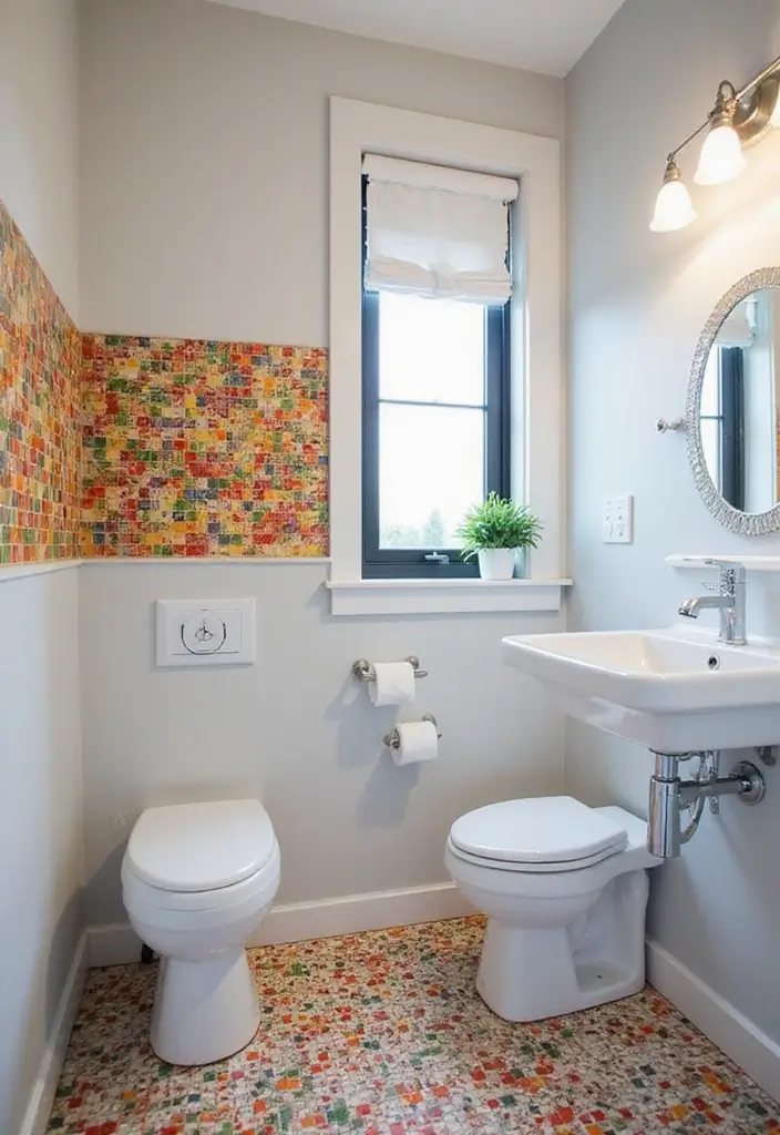 28 Simple Small Bathroom Ideas That Save Space - 21. Accent Tiles
