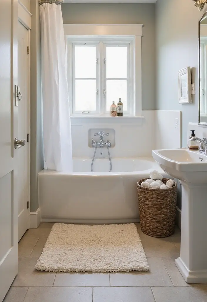 28 Simple Small Bathroom Ideas That Save Space - 22. Use a Bath Mat with Storage