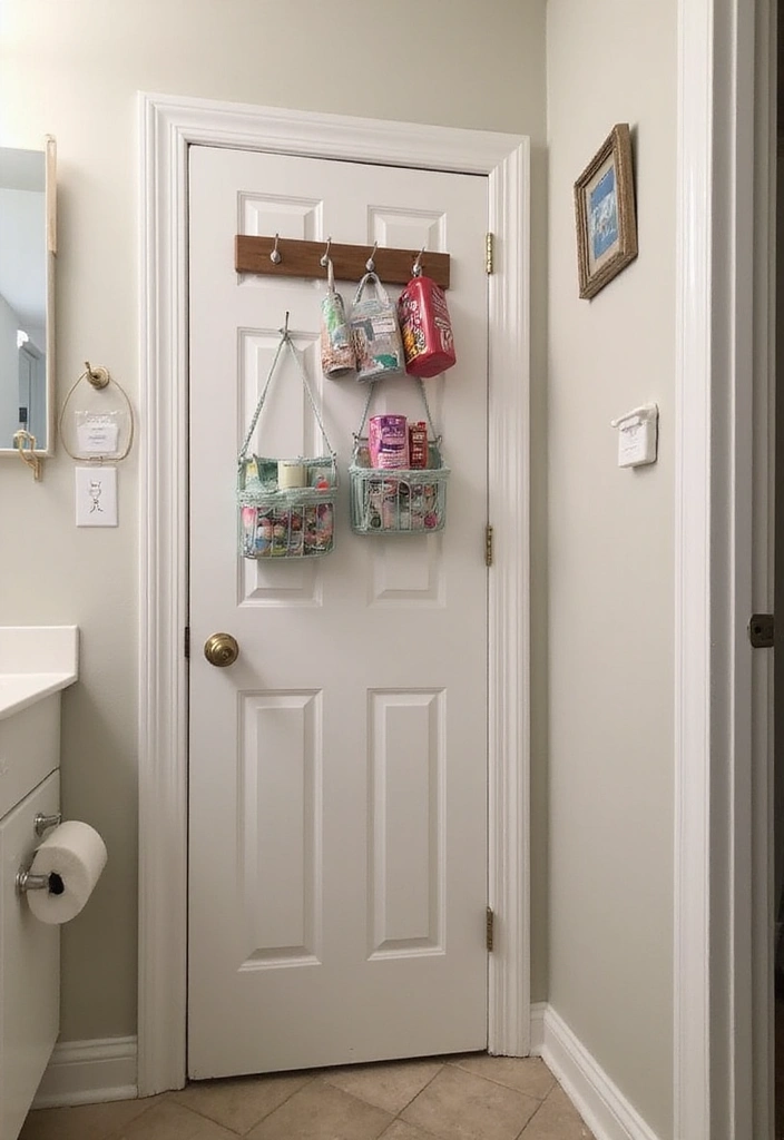 28 Simple Small Bathroom Ideas That Save Space - 27. Utilize Door Space