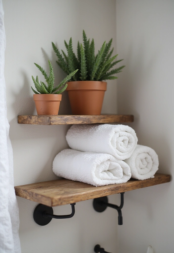 28 Small Bathroom Wall Decor Ideas To Elevate The Space - 1. Reclaimed Wood Shelves