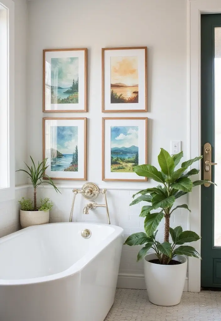 28 Small Bathroom Wall Decor Ideas To Elevate The Space - 11. Watercolor Artwork