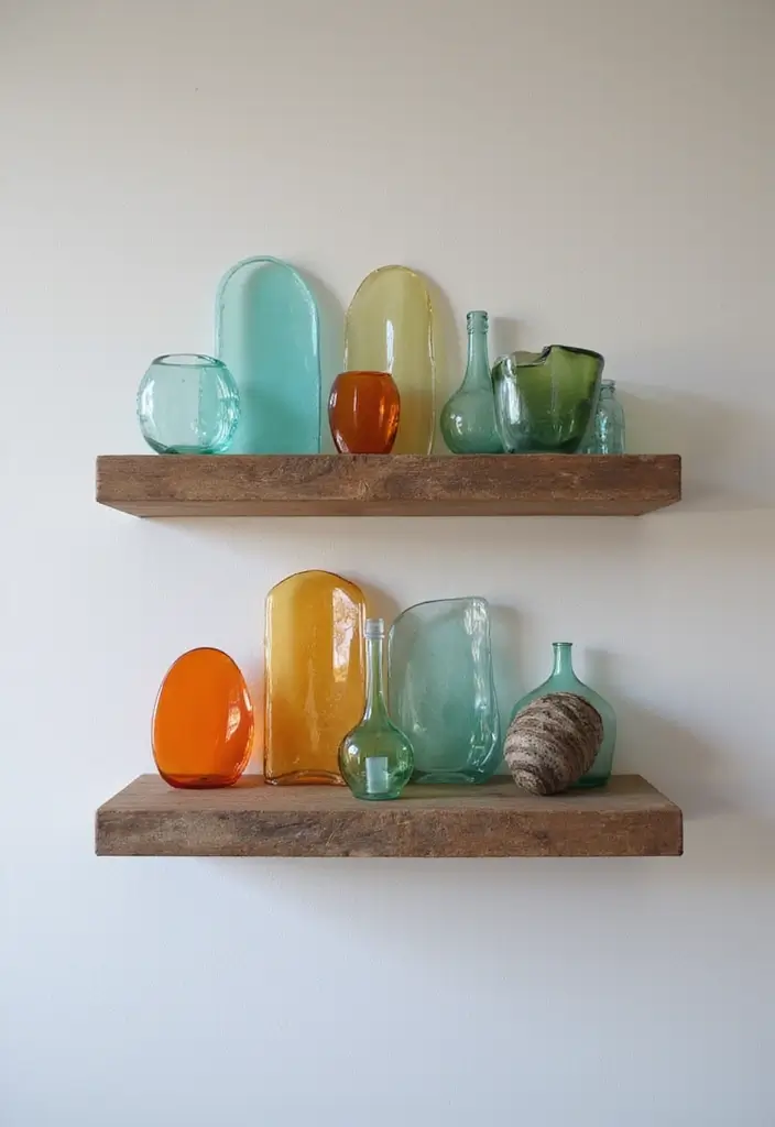 28 Small Bathroom Wall Decor Ideas To Elevate The Space - 12. Recycled Glass Accents