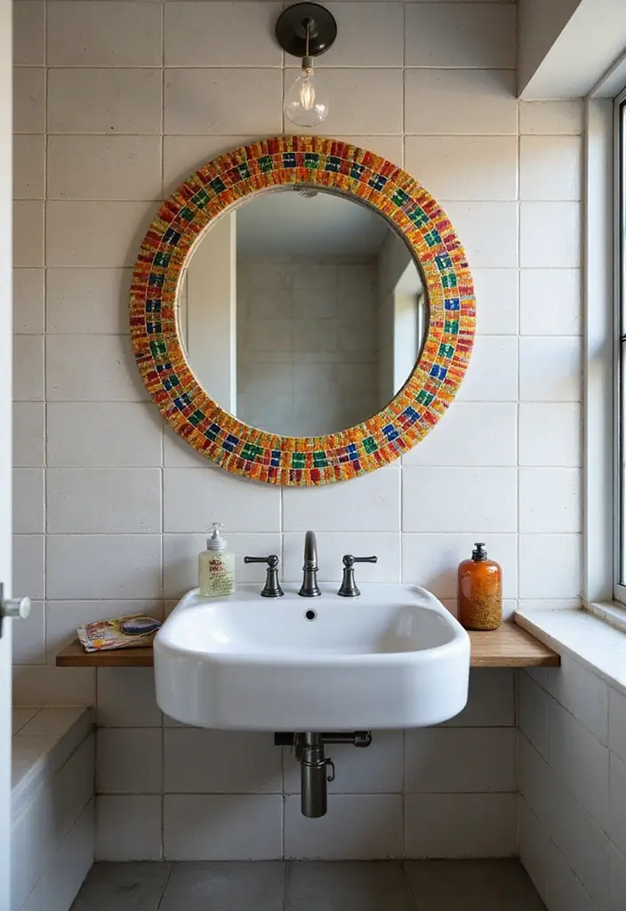28 Small Bathroom Wall Decor Ideas To Elevate The Space - 16. Mosaic Tile Art