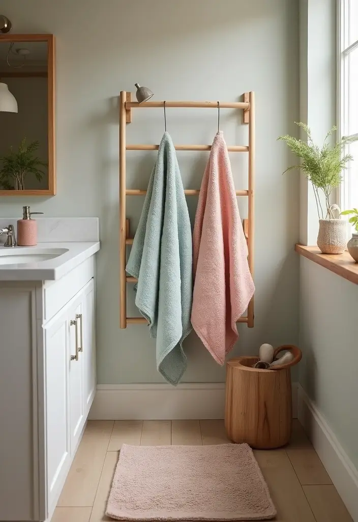 28 Small Bathroom Wall Decor Ideas To Elevate The Space - 19. Hanging Towel Racks